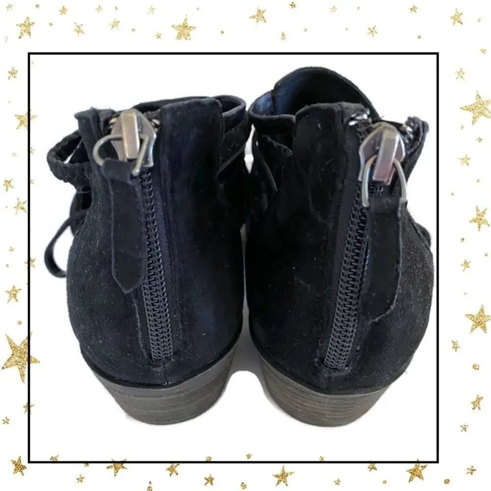 Caslon Black Suede Leather Braided Booties 9 9M